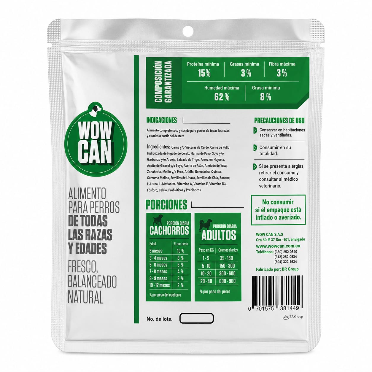 Wow Can Cerdo Alimento Natural Cocinado al Vapor 300 gr